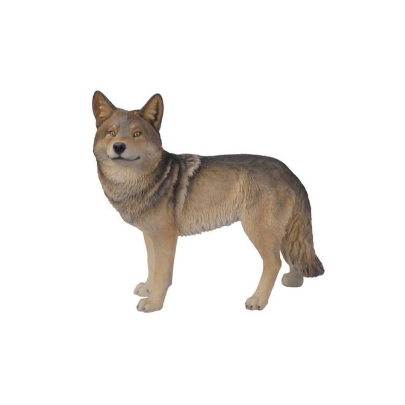 24" Gray and Brown Standing Coyote Outdoor Garden Figurine