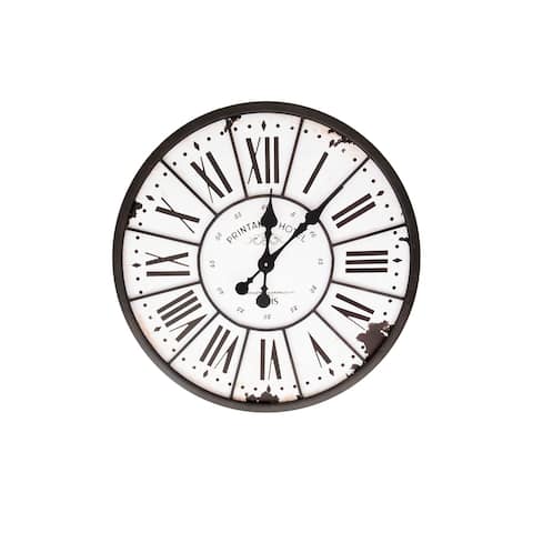 Turn of The Century Style Metal and Wood Wall Clock