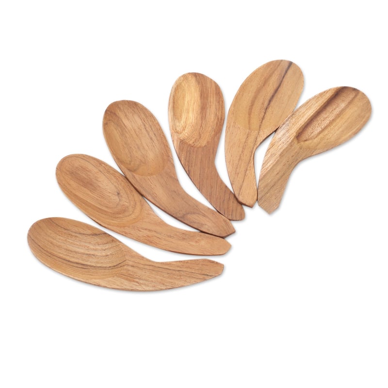 Novica Handmade Stylish Meal Teak Wood Spoons (Set Of 6)