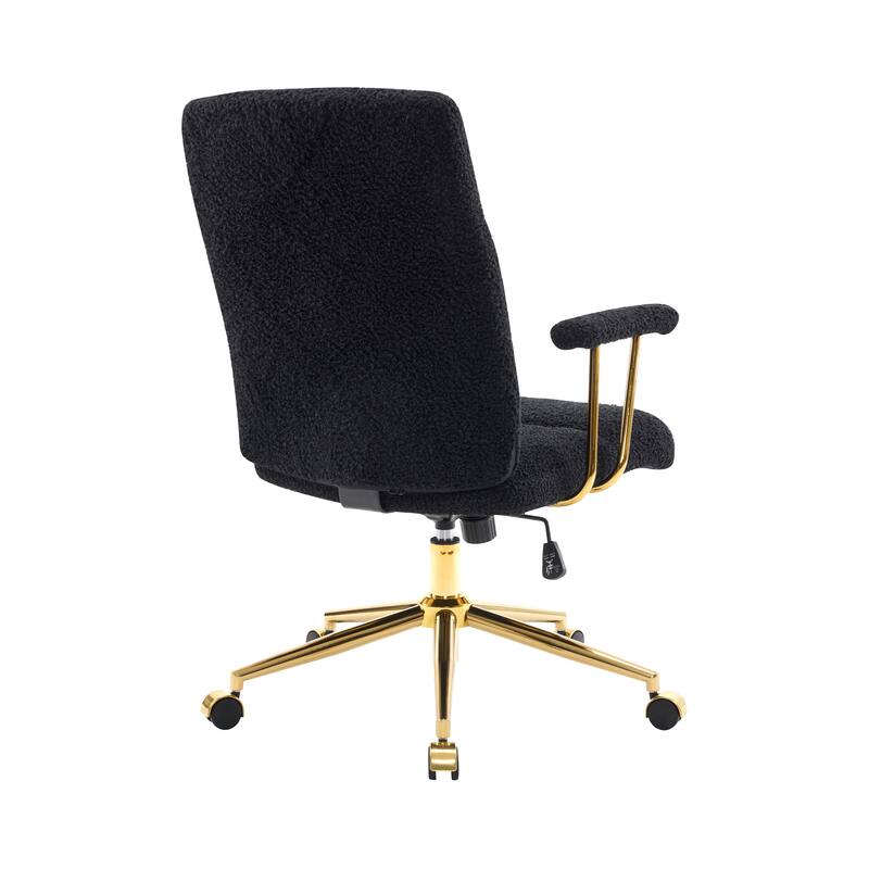 Textured Boucle Fabric Office Chair, Modern Height Adjustable Desk Chair with Padded Arms