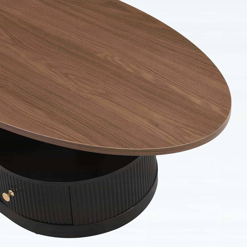 Nesting Coffee Table Set of 2,Elegant and Functional with Storage for Modern Living Rooms,Oval and Round Design
