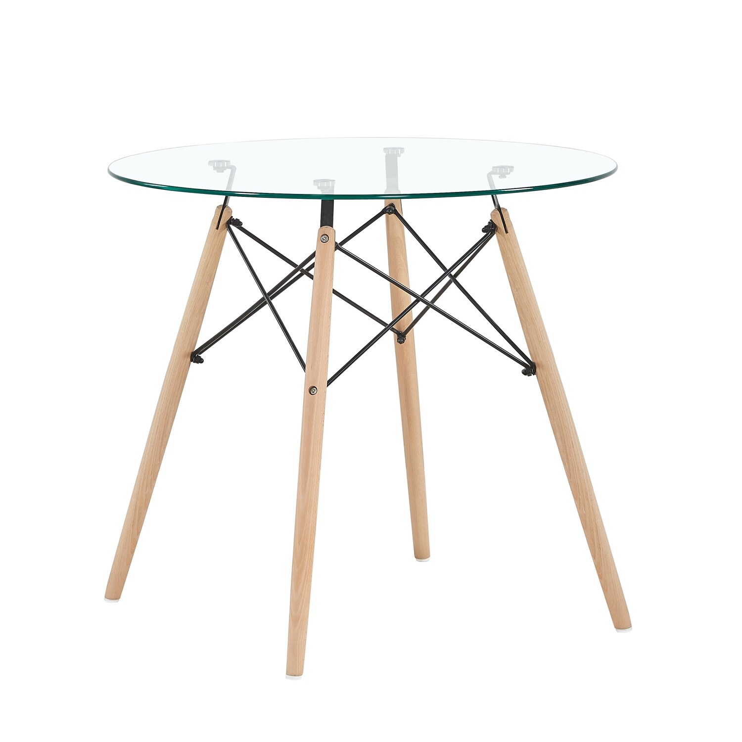 Dining Table Modern Round Glass Clear Table For Kitchen Dining Room Coffee Leisure Table With Wood Legs Living Room Furniture Furniture Rayvoltbike Com