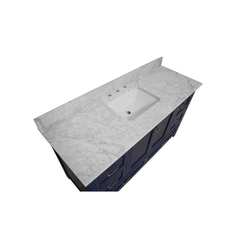 KitchenBathCollection Paige 60" Single Bathroom Vanity with Carrara Marble Top