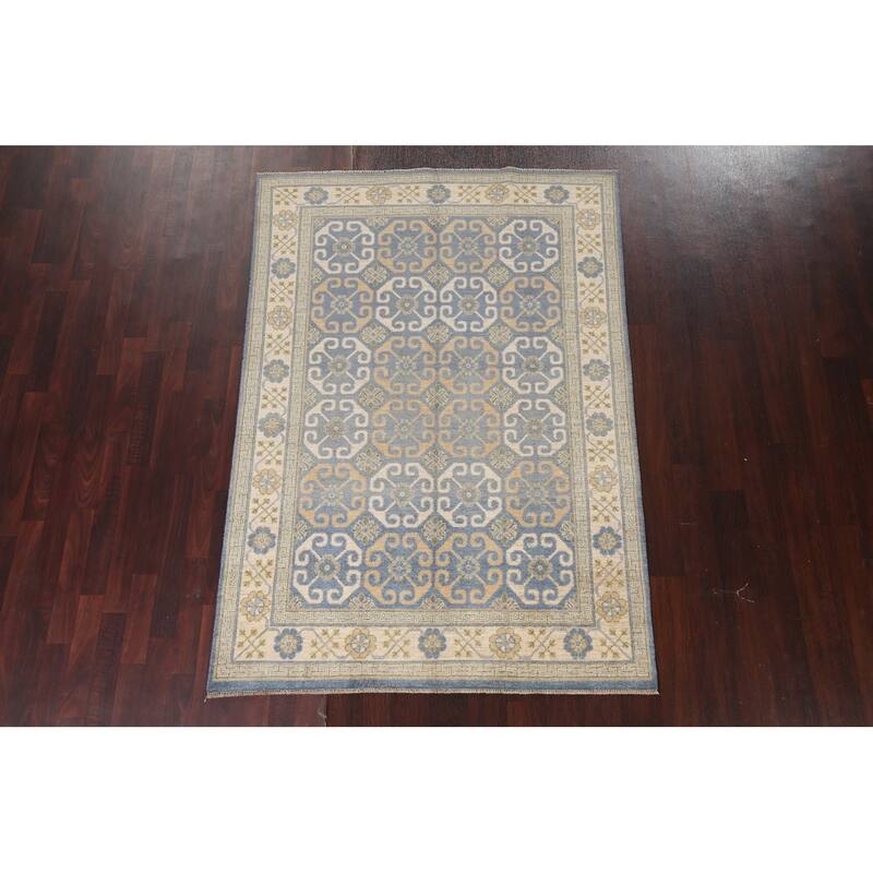 Vegetable Dye Khotan Oriental Wool Area Rug Hand-knotted Foyer Carpet - 4'5" x 6'11"