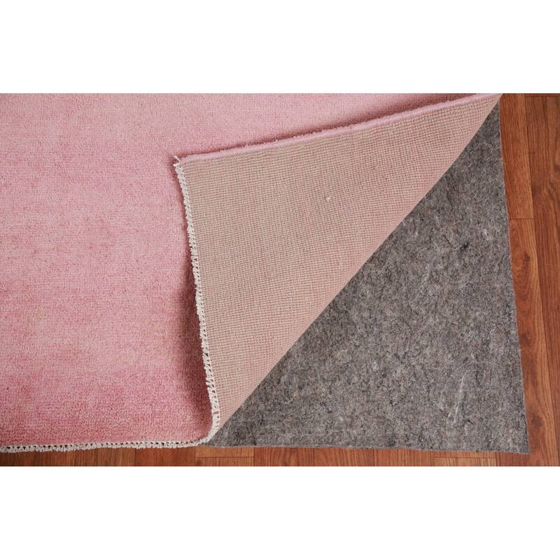 Hand Knotted Oriental 100% Wool Carpet Modern Solid Pink Gabbeh Area Rug - 12' 9'' X 9' 1''
