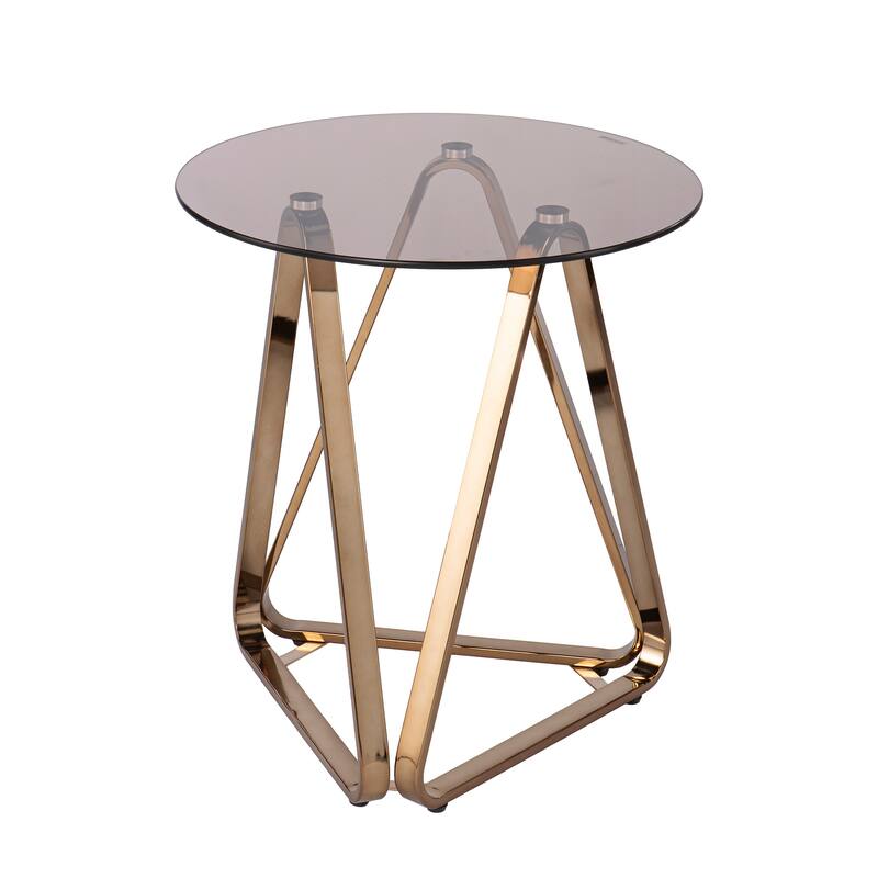 SEI Furniture Sawtelle Contemporary Geometric Round Champagne Glass Side Table