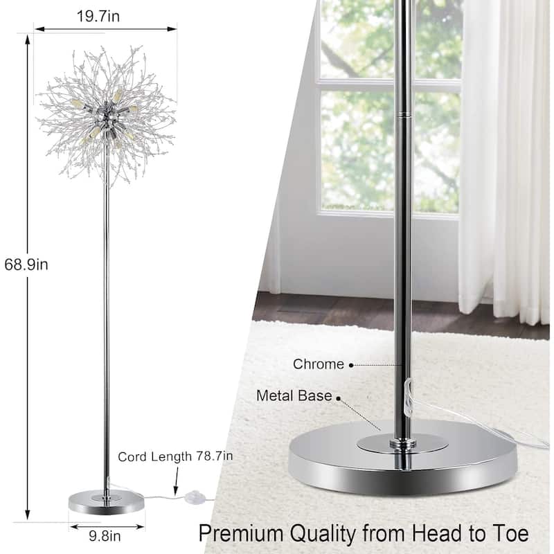 Crystal Floor Lamp for Bedroom, Floor Lamp for Living Room, Elegant Standing Lamp