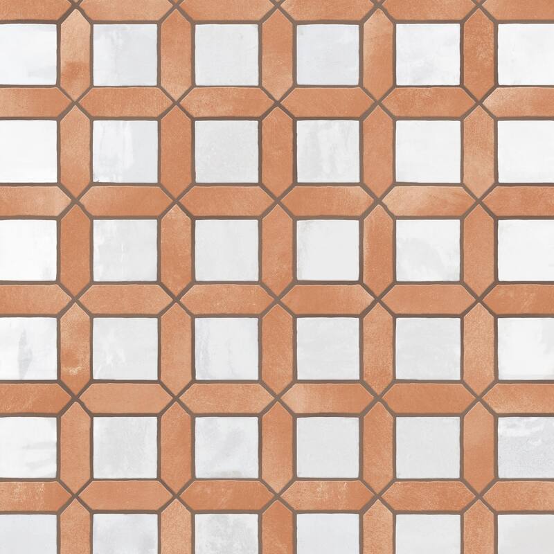 Merola Tile Picket Arendel Terra with White Square 14-5/8" x 22-1/2" Porcelain Floor and Wall Tile