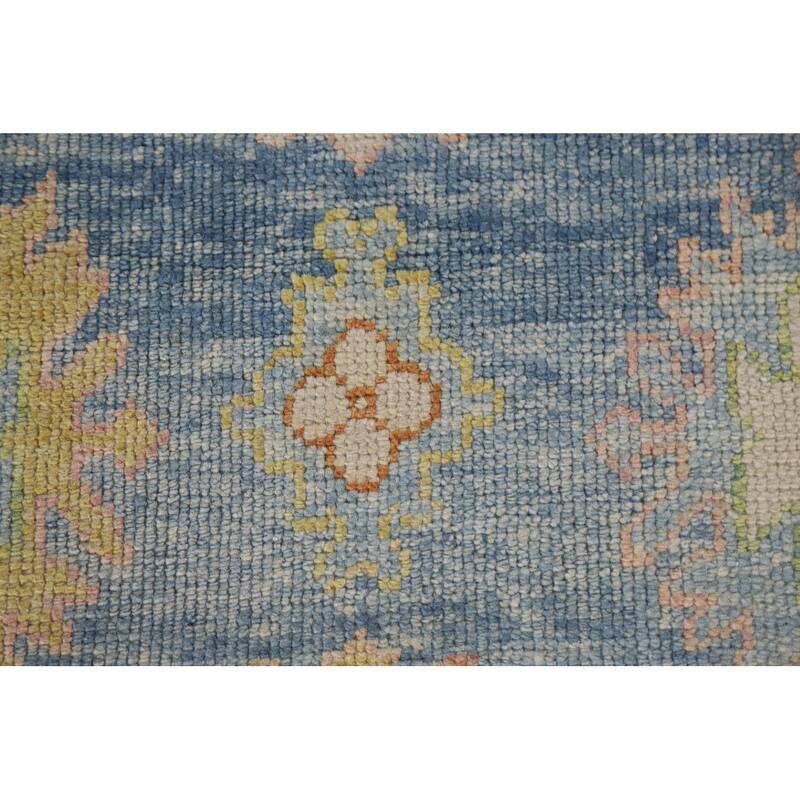 Vegetable Dye Oushak Turkish Runner Rug Hand-knotted Wool Carpet - 3'1"x 10'8"