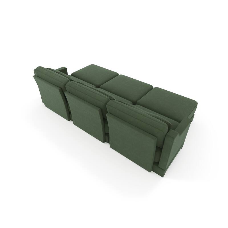 105.9" Chenille Ergonomic 3-Seater Sofa with 3 Movable Ottomans, Lumbar Pillow, and High-Resilience Sponge