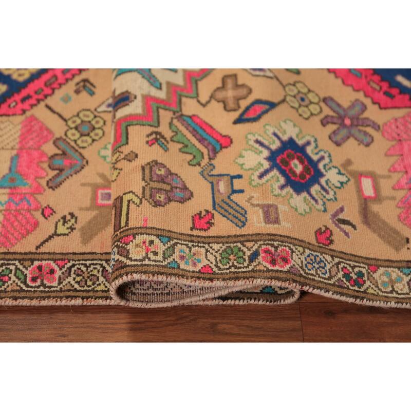 Geometric Ardebil Persian Runner Rug Handmade Wool Carpet - 3'6"x 9'7"