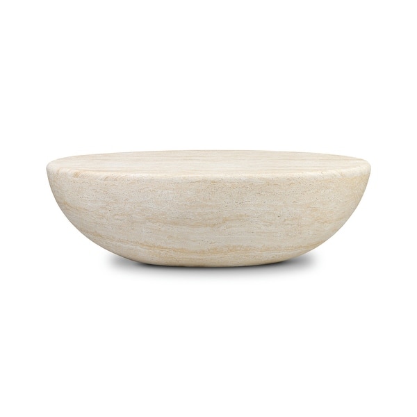 slide 2 of 11, Poly & Bark Trevi Concrete Oval Coffee Table with Marble Finish Travertine - Concrete