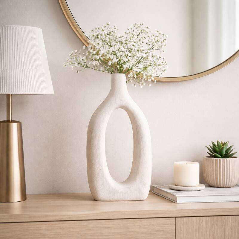 Sagebrook Home Neutral Cut-out Vase.