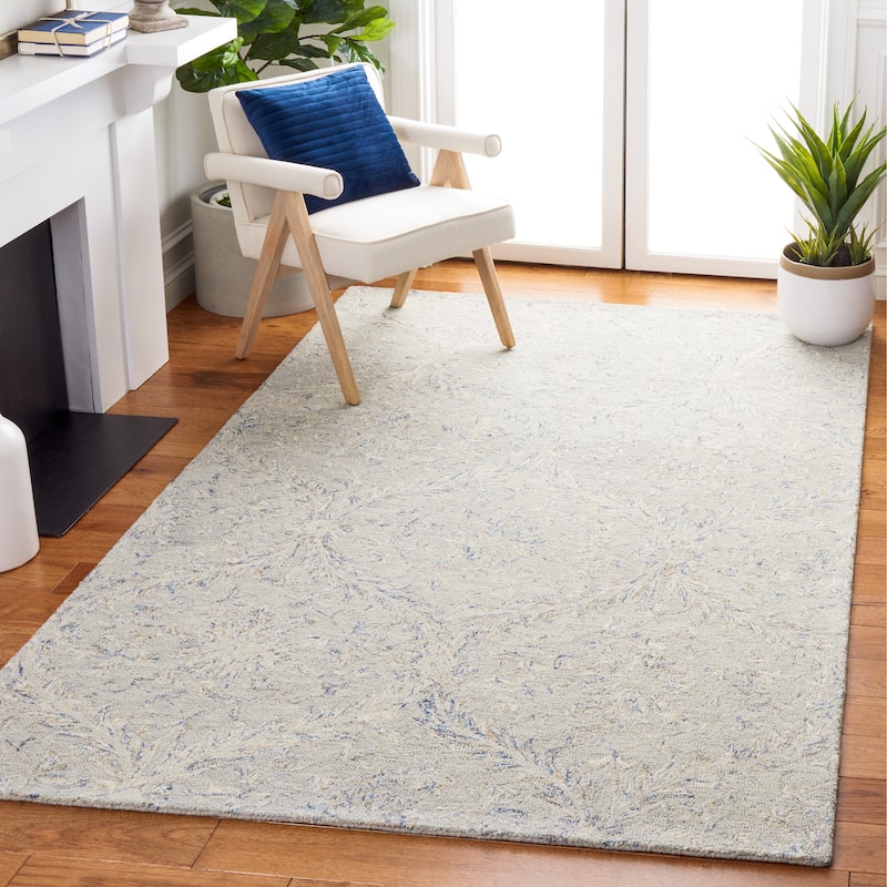 SAFAVIEH Handmade Micro-Loop Spaska Wool Rug - 4' x 6' - Grey/Blue