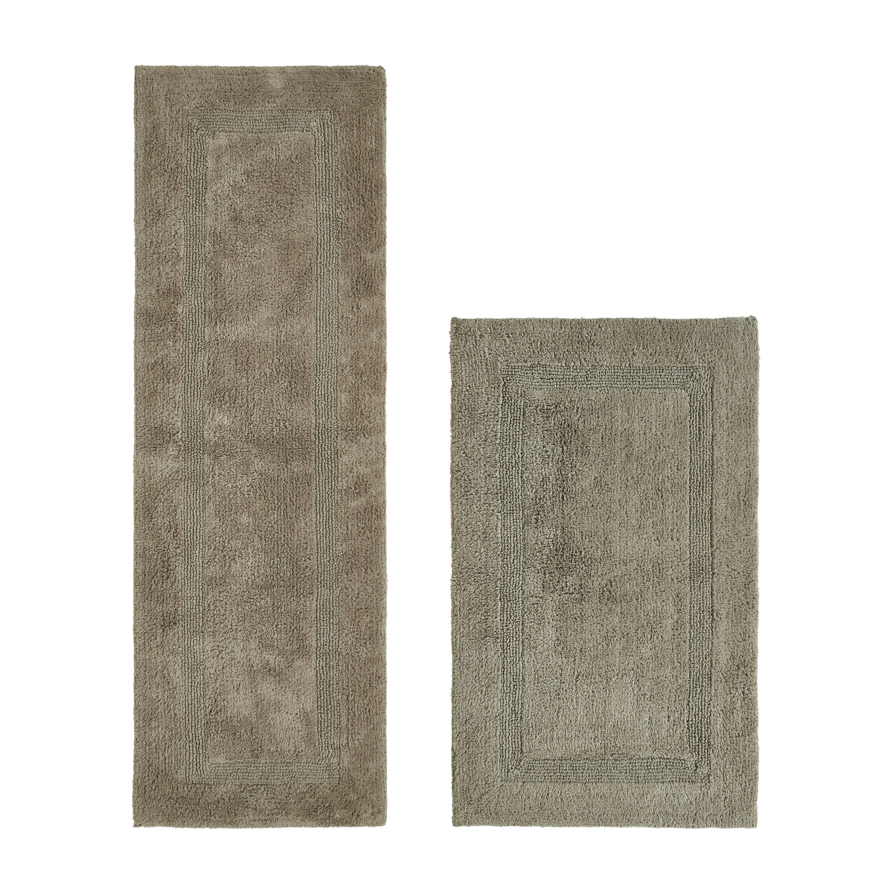 Better Trends Lux 100% Cotton Tufted Reversible 2 Piece Bathroom Rug Set, Water Absorbent Bath Mats for Shower and Sink