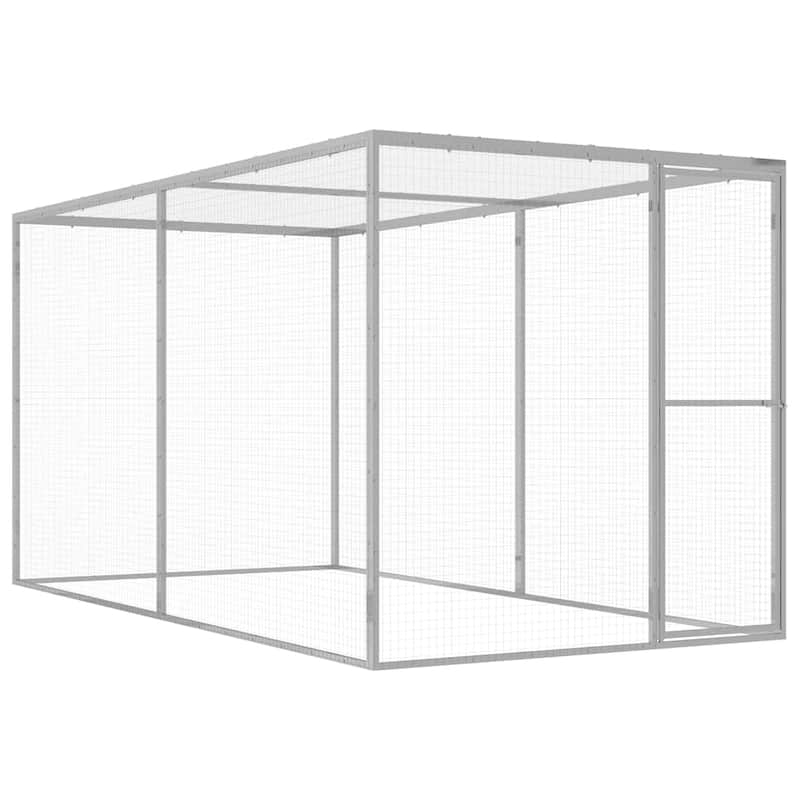 vidaXL Cat Cage Lockable Pet Cat Cage Animal House Outdoor Galvanized Steel - Silver 117.6 x 117.6 x 58.8 in - 117.6 x 117.6 x 58.8 in