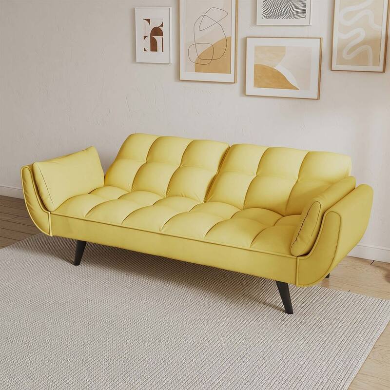 57" Futon Sofa Bed, Convertible Folding Futon Couch Recliner Lounge For Living Room