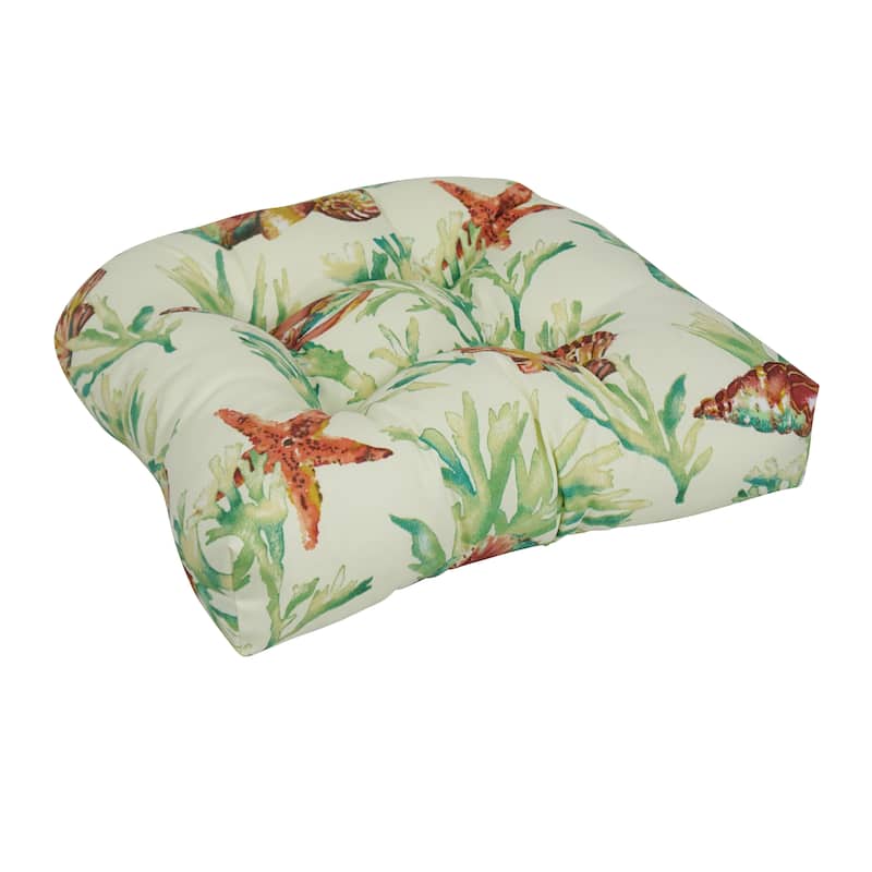 Blazing Needles 19-inch U-Shaped Polyester Outdoor Tufted Dining Chair Cushion - Daytrip Reef