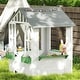 preview thumbnail 7 of 6, Outsunny Kids Wooden Playhouse, Outdoor Garden Games Cottage, with Working Door, Windows, Flowers Pot Holder, 47" x 38" x 54"