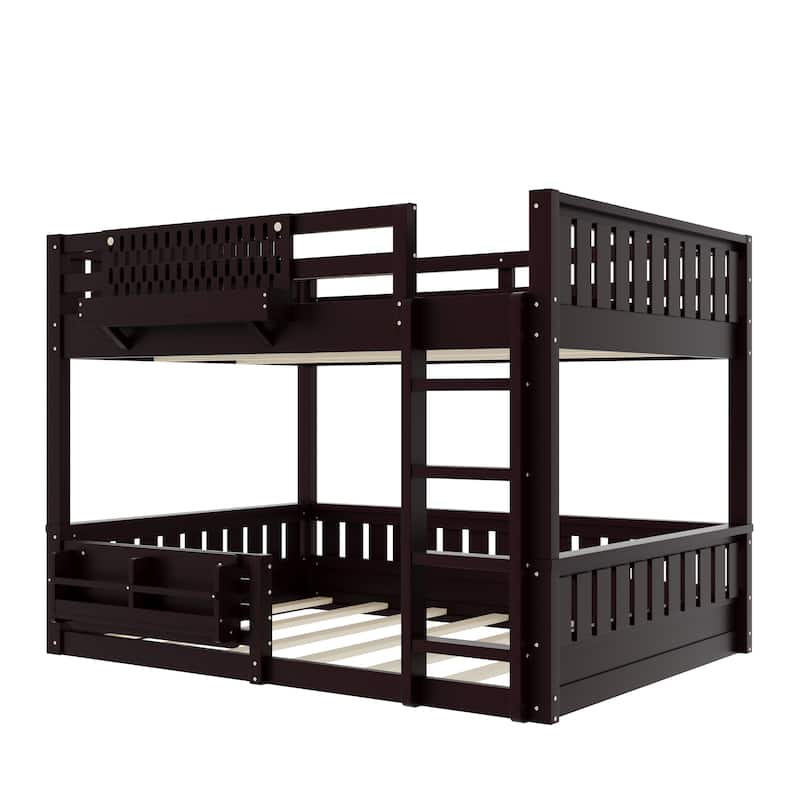 Wooden Bunk Bed of 3 Kinds Size with Pegboard, Bookshelf and Guardrails, Detachable Bunk Bed Convertible 2 Platform Beds