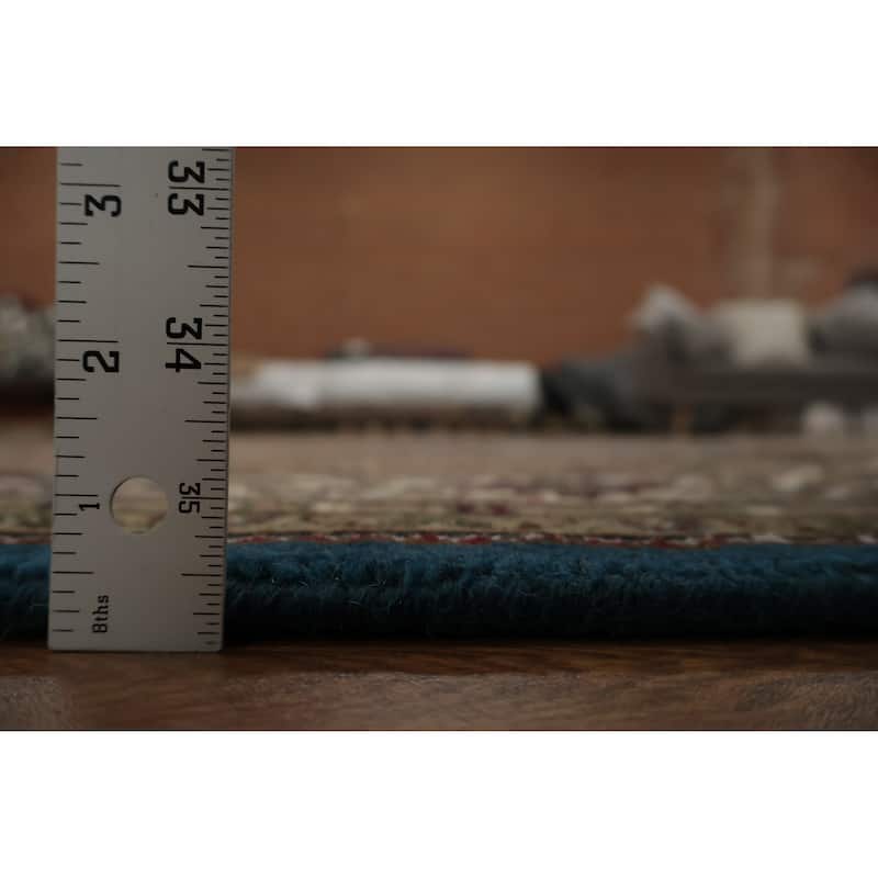 Hand Knotted Oriental 100% Wool Carpet Traditional Floral Navy Blue & Blues Tabriz Area Rug - 9' 4'' X 6' 0''