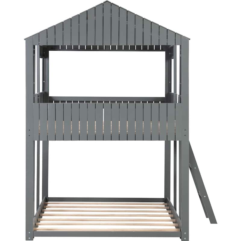 Full Over Full WoodBunk Bed with Roof, Window
