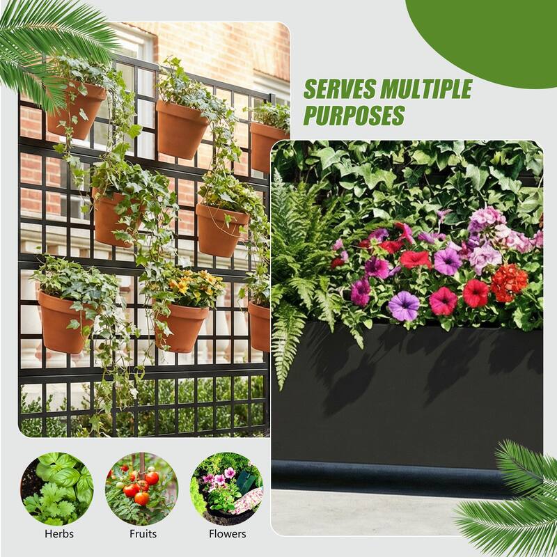 Movable Raised Garden Bed with Trellis and Lockable Wheels