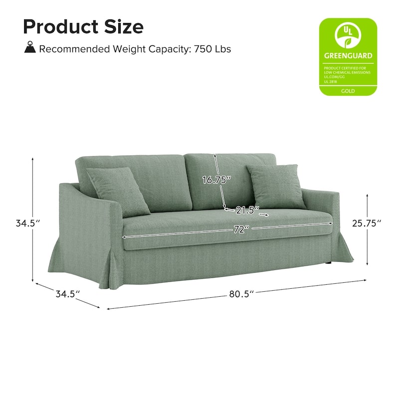 Volkhard 80.5" Modern Slipcovered Sofa With Removable Back Cushion By HULALA HOME