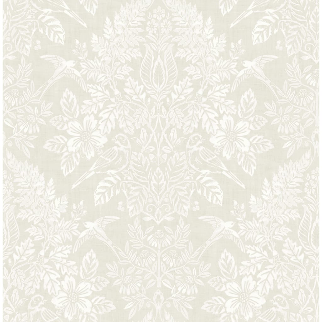Chris Loves Julia x A-Street Prints Finch Ivory Woodland Damask Wallpaper
