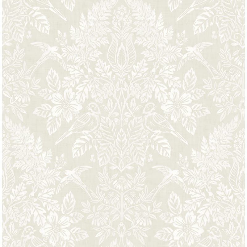 Chris Loves Julia x A-Street Prints Finch Ivory Woodland Damask Wallpaper