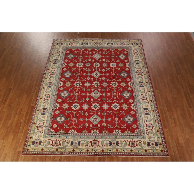 Hand Knotted Oriental 100% Wool Carpet Traditional Floral Red Kazak Area Rug - 11' 8'' X 9' 0''
