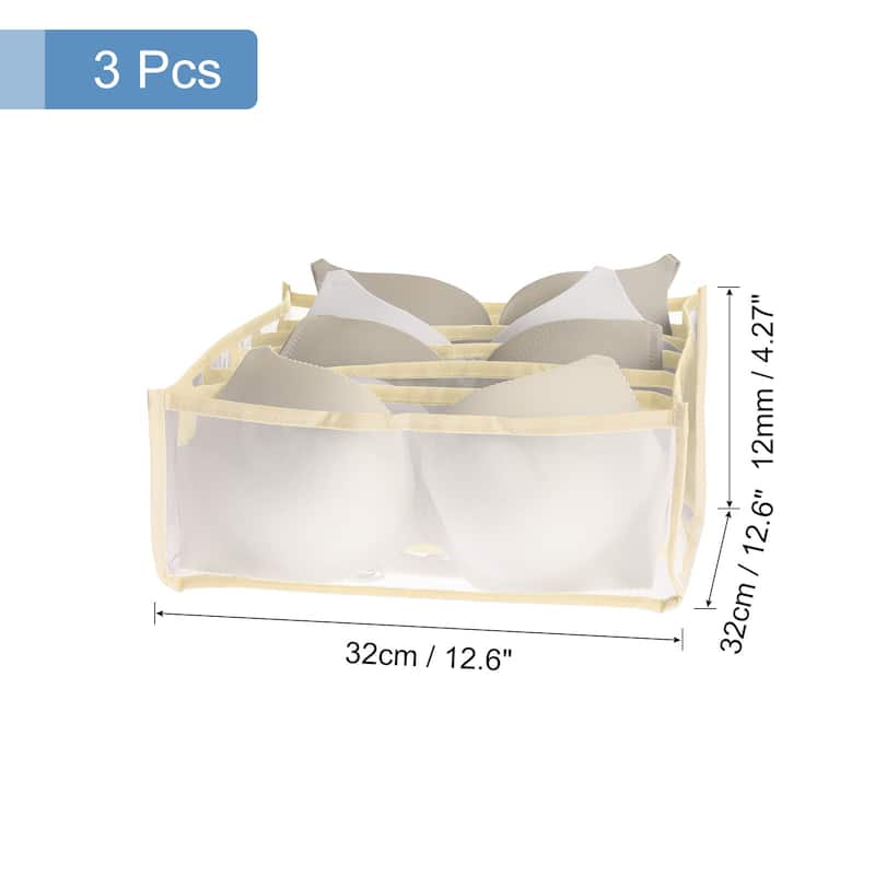 3pcs Foldable Drawer Organizer Closet Storage Box For Underwear Bra - 12.60" x 12.60" x 4.72"