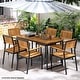 preview thumbnail 2 of 4, 7 PCS Outdoor Dining Set Wood Rectangular Dining Table & Armchairs
