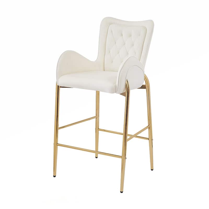2PCS Velvet Bar Stool Arm Chairs