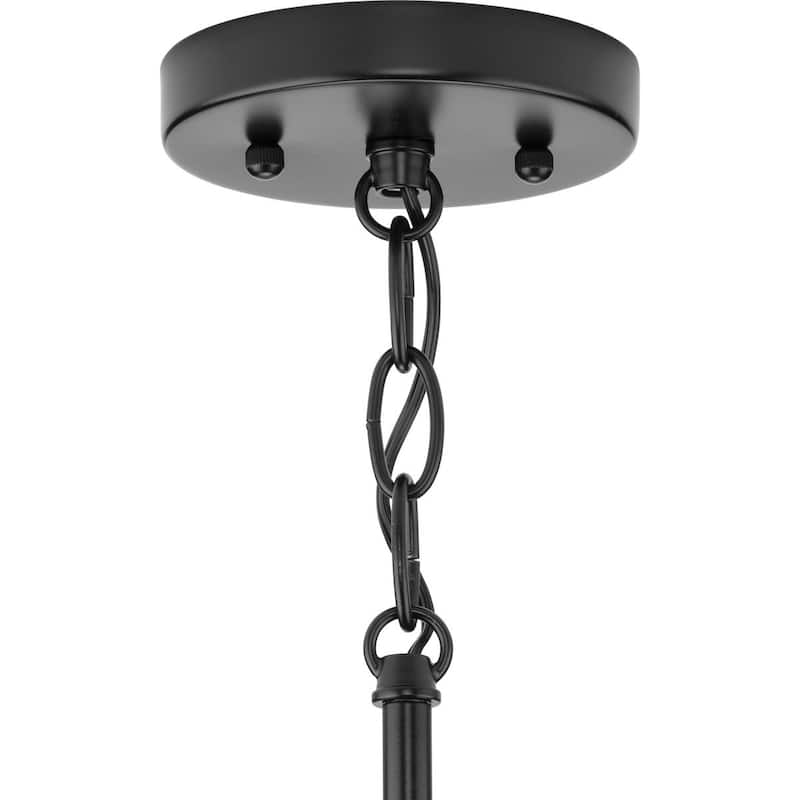 Hinton Collection One-Light Matte Black Modern Farmhouse Pendant - 16 in x 16 in x 14 in