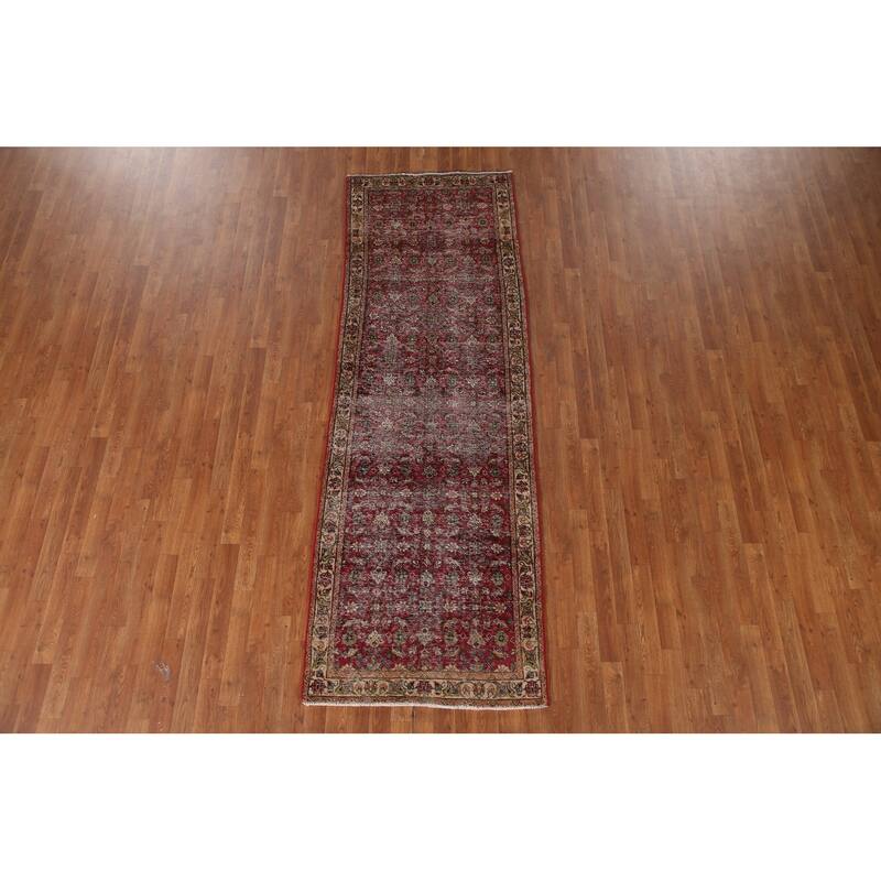 Tabriz Persian Antique Runner Rug Hand-knotted Wool Carpet - 3'3"x 9'3"