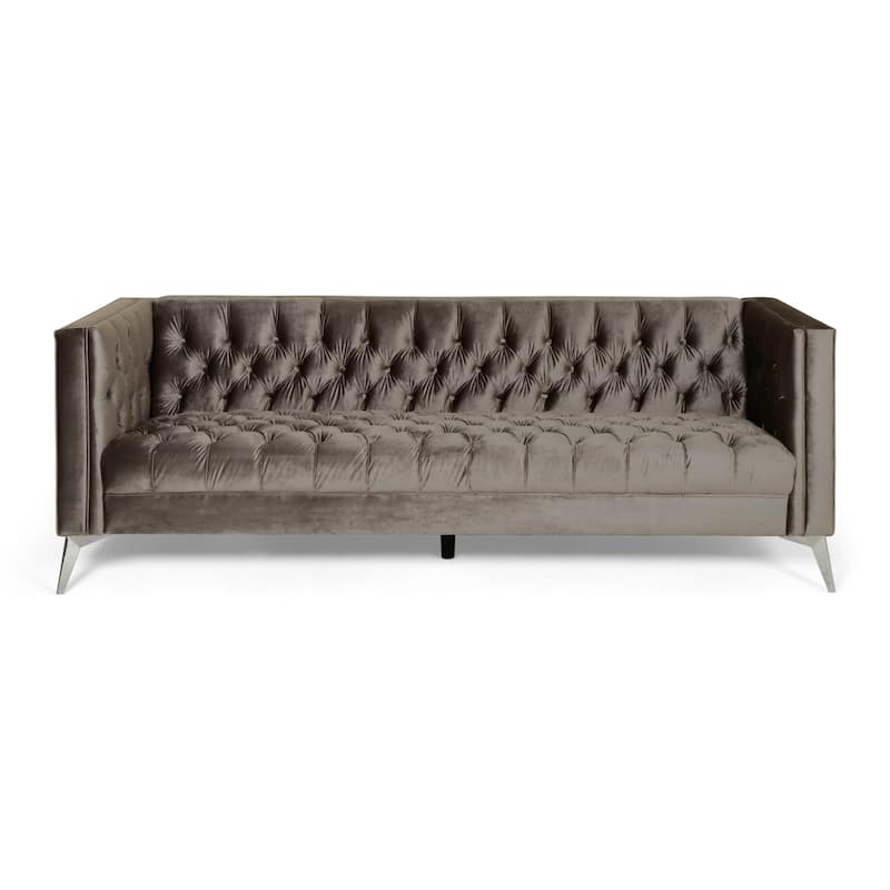Galvin Tufted Velvet 3-seat Sofa by Christopher Knight Home - 88.00" W x 32.00" L x 30.00" H