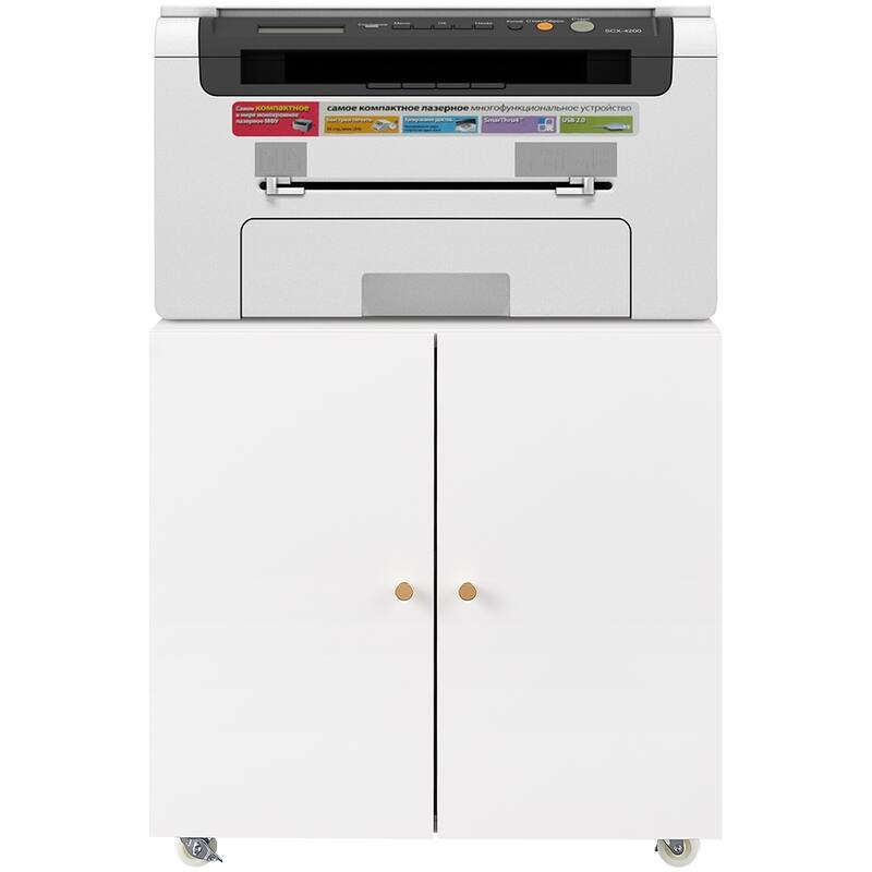 Anmytek White Mobile Metal Printer Stand with Storage Rolling File Cabinet for Home Office