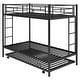 preview thumbnail 23 of 43, Twin over Twin Size Metal Bunk Bed with Trundle, Ladder and Fence for Bedroom