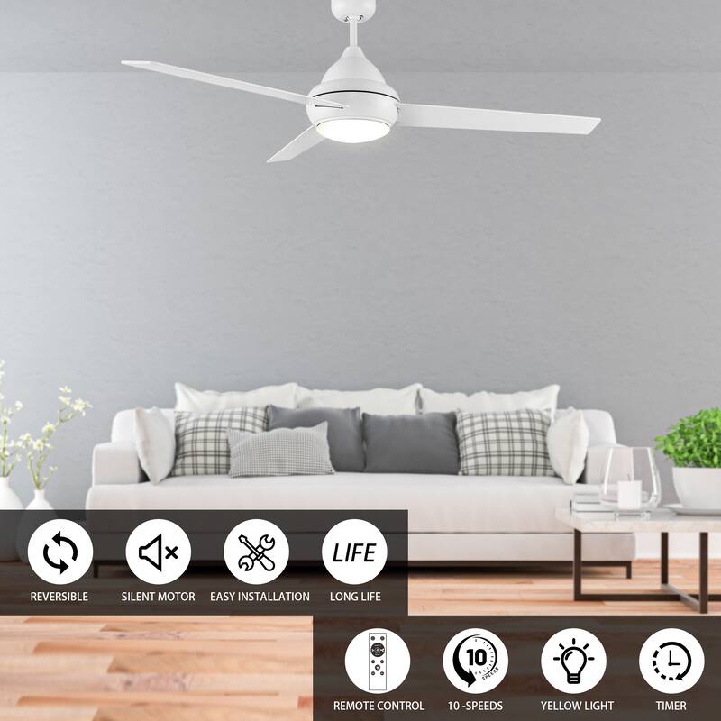 CARRO Aberdeen 52" Indoor Ceiling Fan with LED Light and Remote Control
