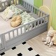 preview thumbnail 12 of 29, Full Size Floor Bed Frame with Tall Guardrails and Access Opening Play