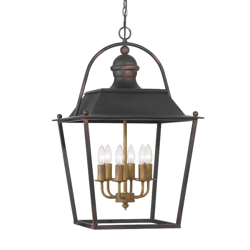 Golden Lighting Christoff 6-light Pendant in Antique Black Iron - Silver
