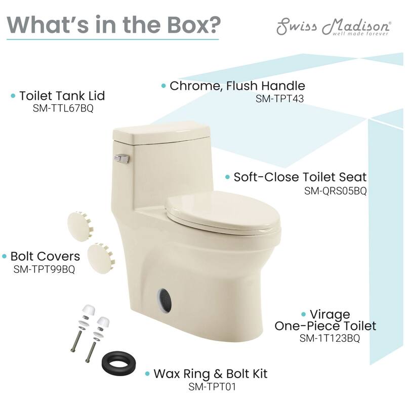 Swiss Madison Virage 1.28 GPF One Piece Elongated Toilet with Left