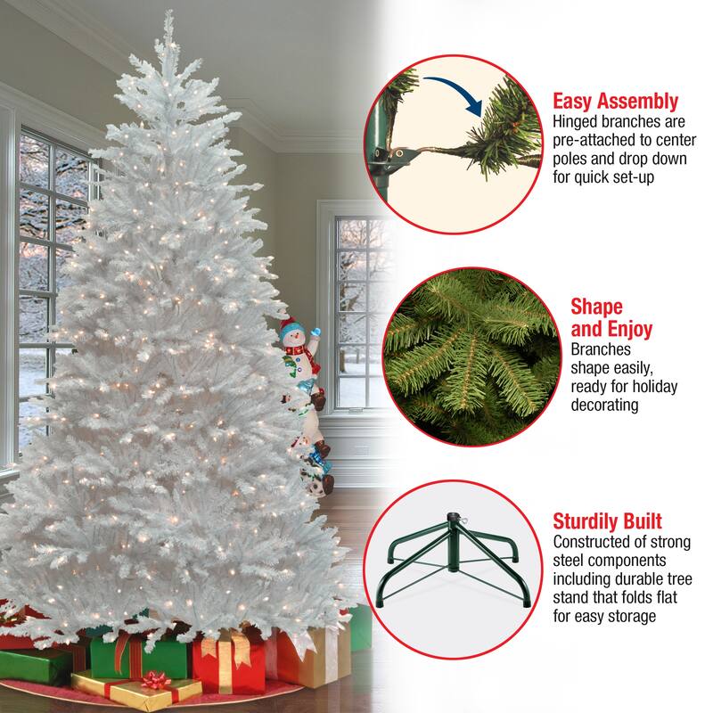 National Tree Company 9 ft. Dunhill White Fir Tree with Clear Lights - 9 Foot