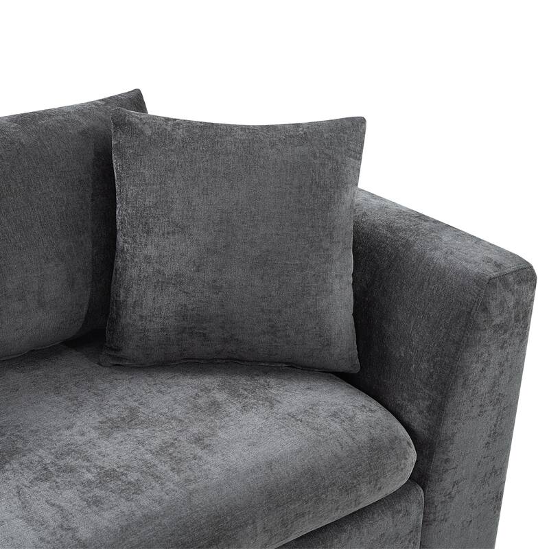Chenille Upholstered Cloud Sofa L-Shaped Couch with Chaise Lounge & Storage