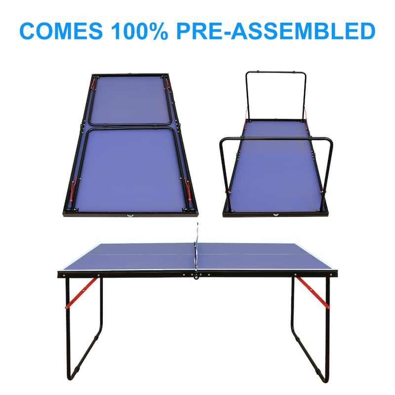 Portable Foldable Table Tennis Set with MDF Board, Net & 2 Paddles for Indoor/Outdoor Games