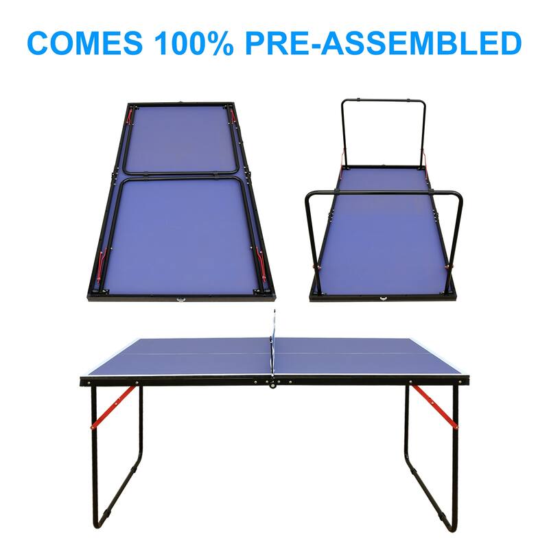 Table Tennis, Table Foldable & Portable Ping Pong Table Set with Net and 2 Ping Pong Paddles for Indoor Outdoor Game
