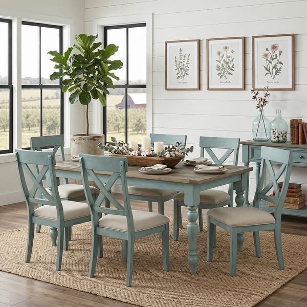 slide 2 of 16, The Gray Barn Spring Mount Table with Cross Back Chairs 7-piece Dining Set