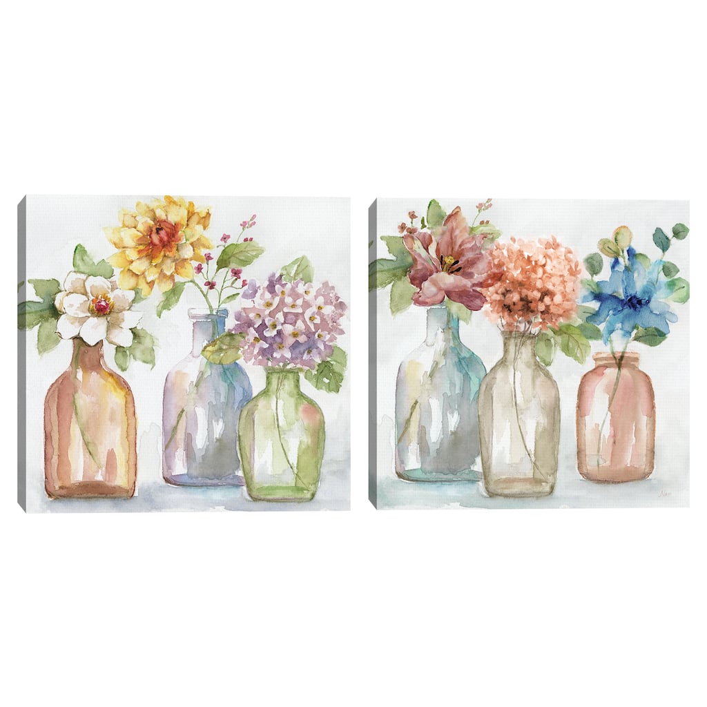 Pastel Country Flowers, Pastel Farm Flowers by Nan Canvas Art Prints