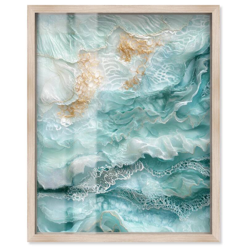 Teal Tiered Turbulence Shadowbox by Art Remedy - Natural - 36" x 45"